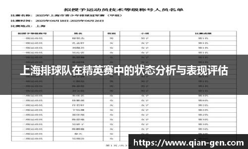 上海排球队在精英赛中的状态分析与表现评估